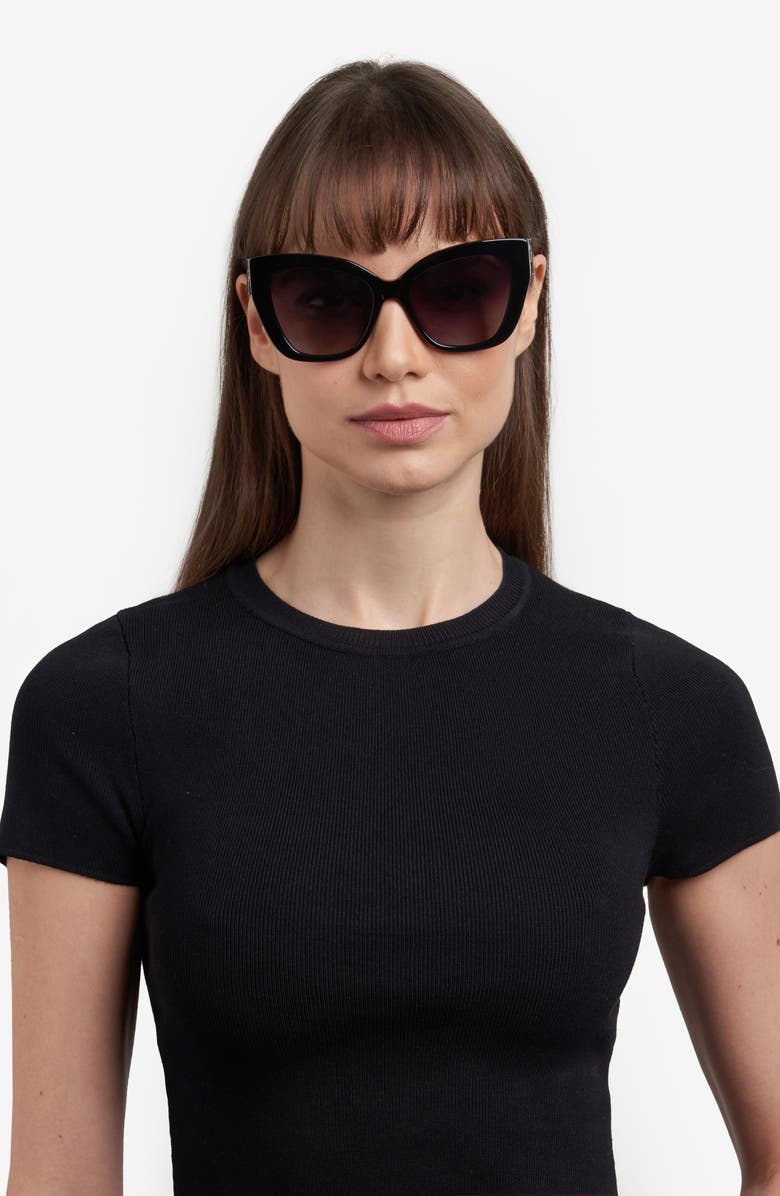 Kate Spade New York 54mm Cat Eye Sunglasses, Alternate, color, Black