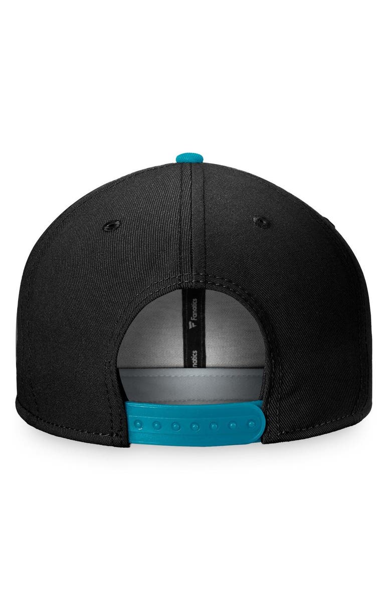 FANATICS Men's Fanatics Branded Black/Teal San Jose Sharks Iconic Color Blocked Snapback Hat, Alternate, color,
