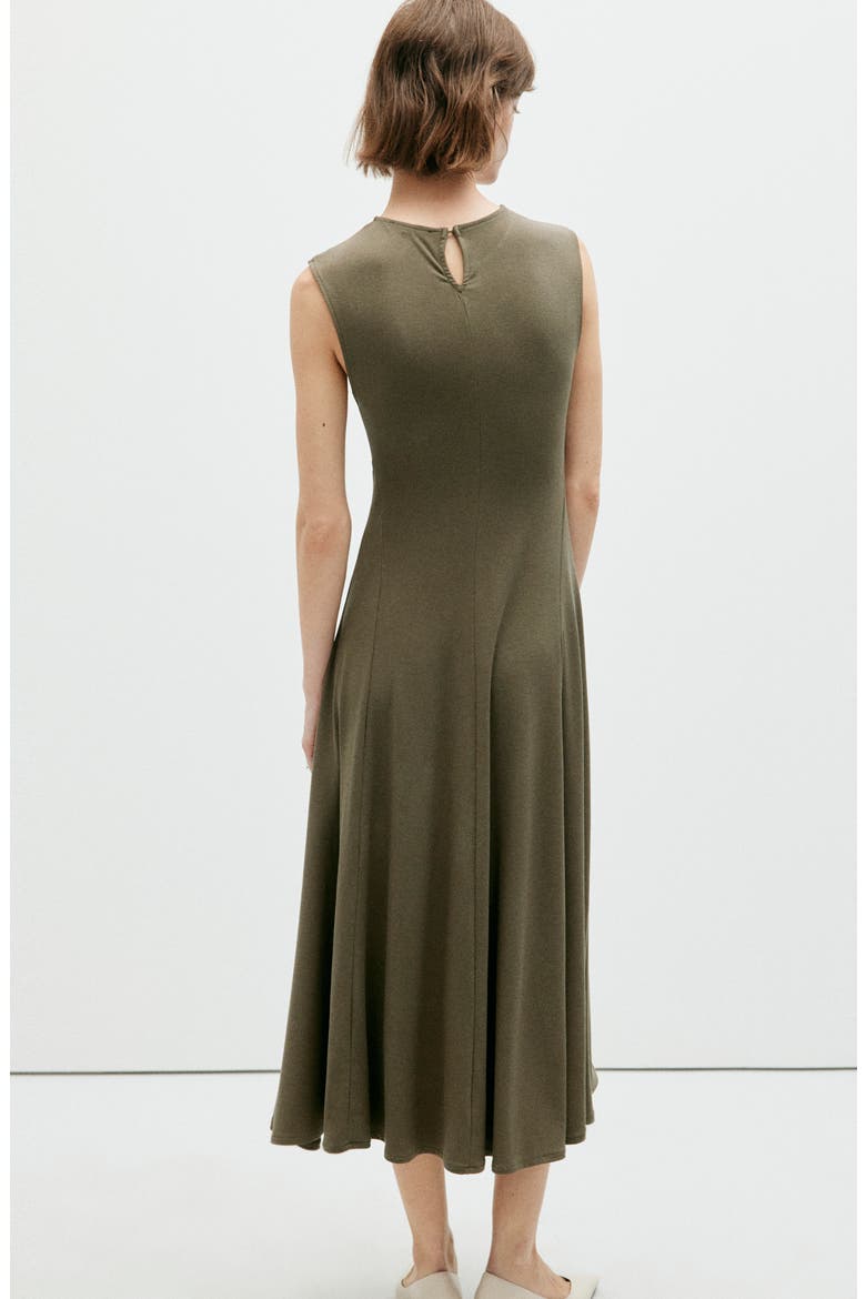 Ruched Sleeveless Midi Dress, Alternate, color, KHAKI GREEN