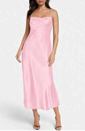Crepe Satin Cowl Neck Midi Slipdress