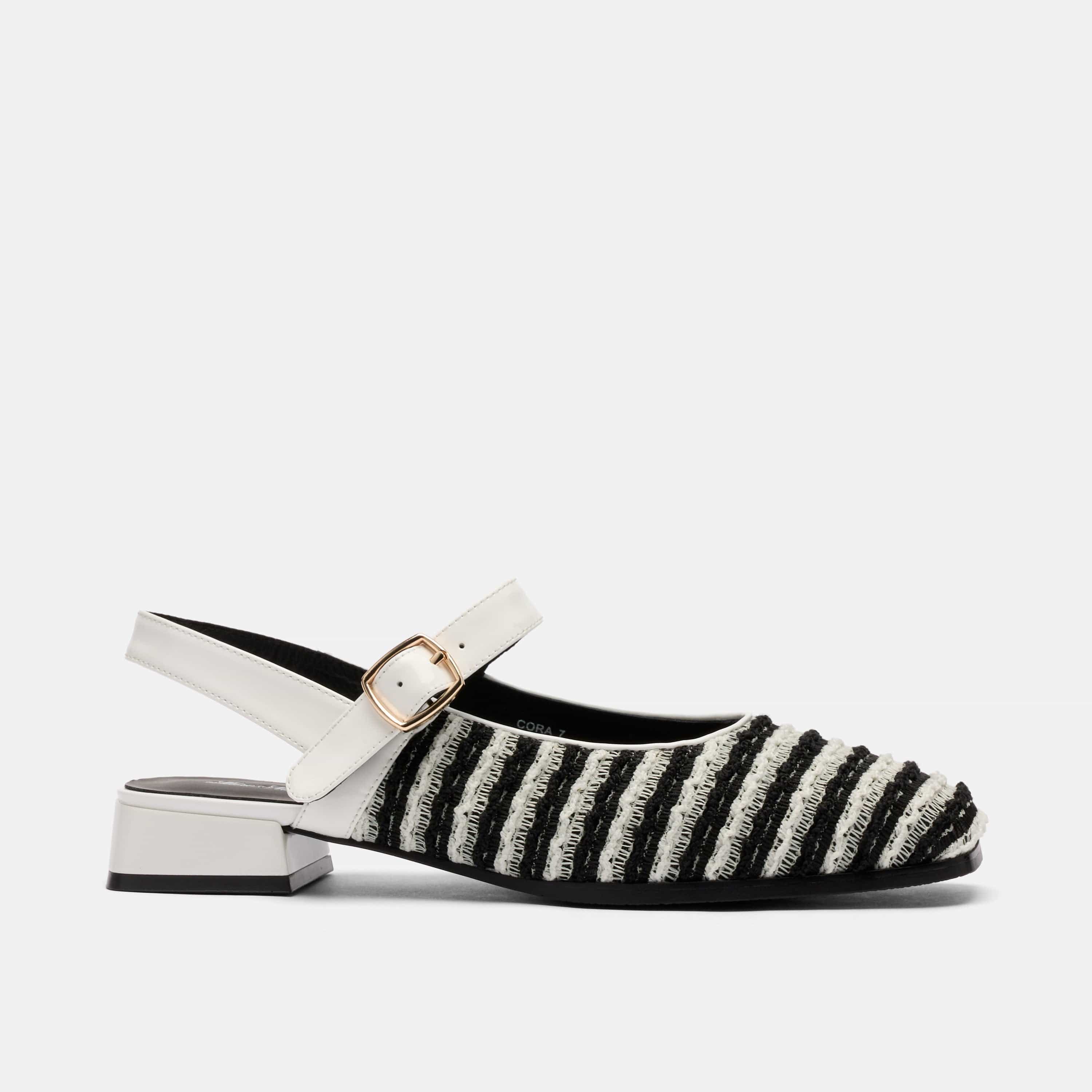 MARC NOLAN Cora Leather Mary Jane Lug Slingbacks, Main, color, White/Black