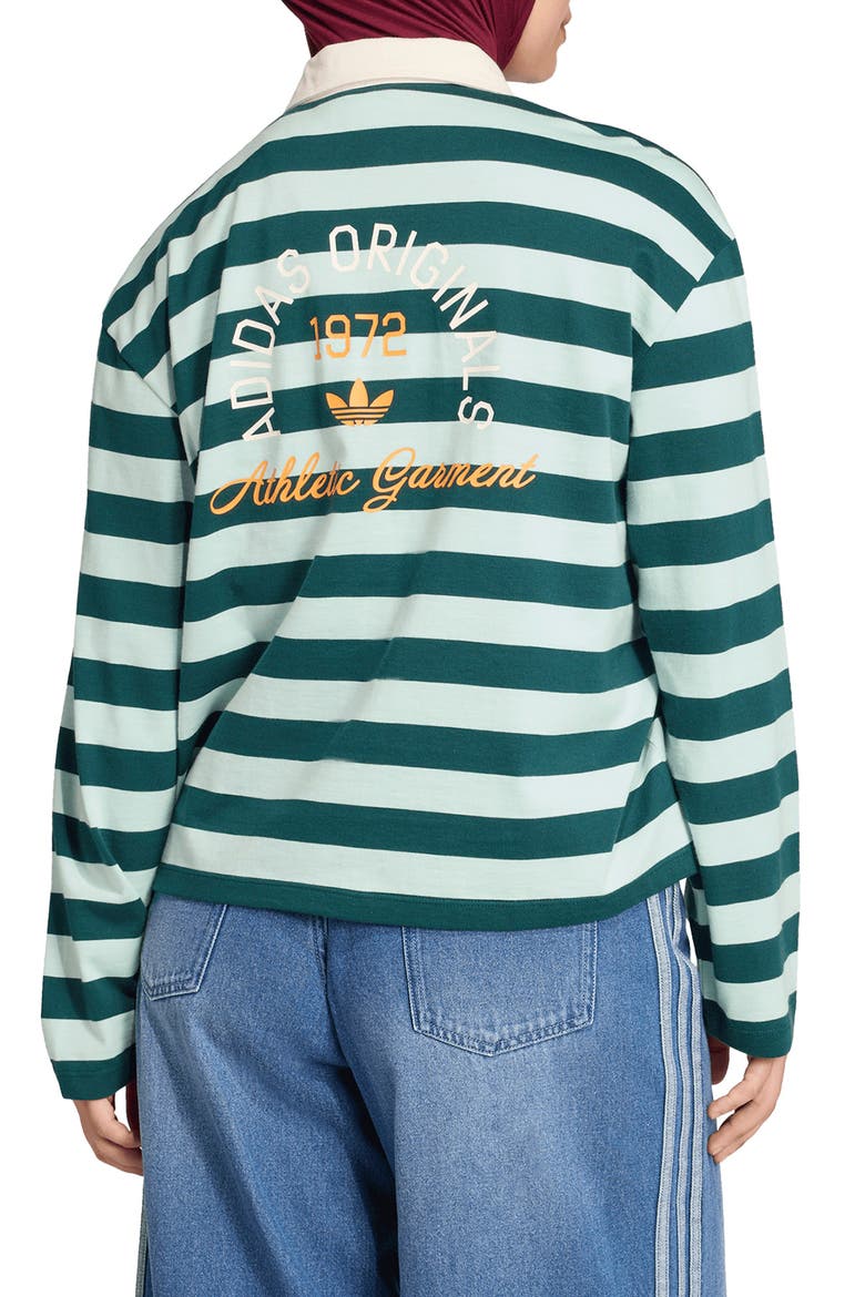 Athletic Department Stripe Oversize Rugby Shirt, Alternate, color, AURORA IVY/ GREEN TINT