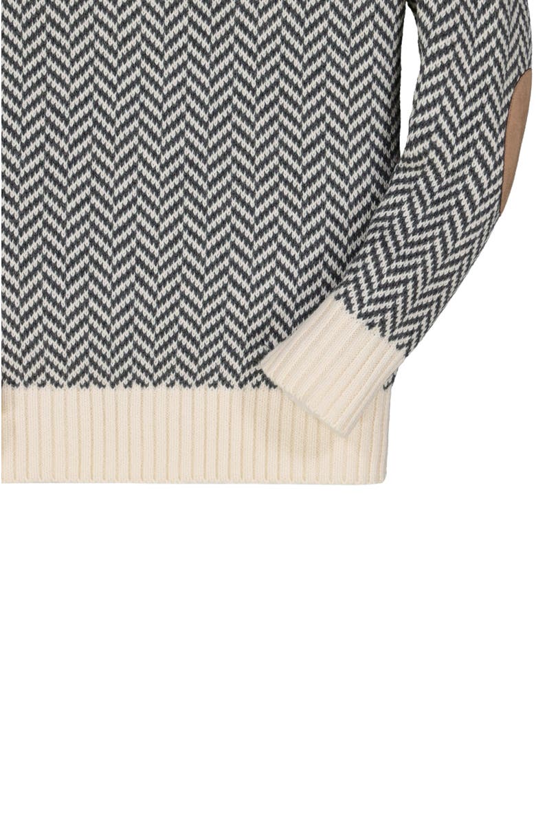 Hope & Henry Baby Boys' Crewneck Pullover Sweater with Elbow Patches, Infant, Alternate, color, Charcoal And Ivory Herringbone