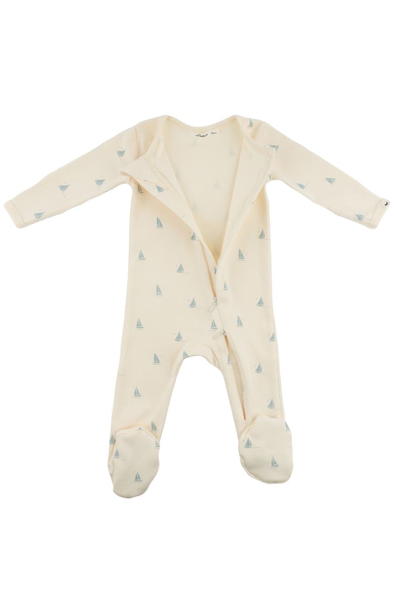oh baby! Mini Sailboats Footie, Alternate, color, Milk
