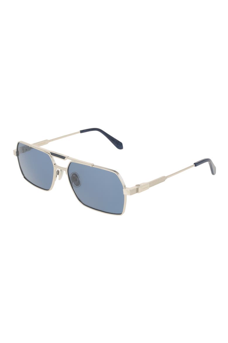61mm Navigator Sunglasses, Alternate, color, SILVER/ BLUE