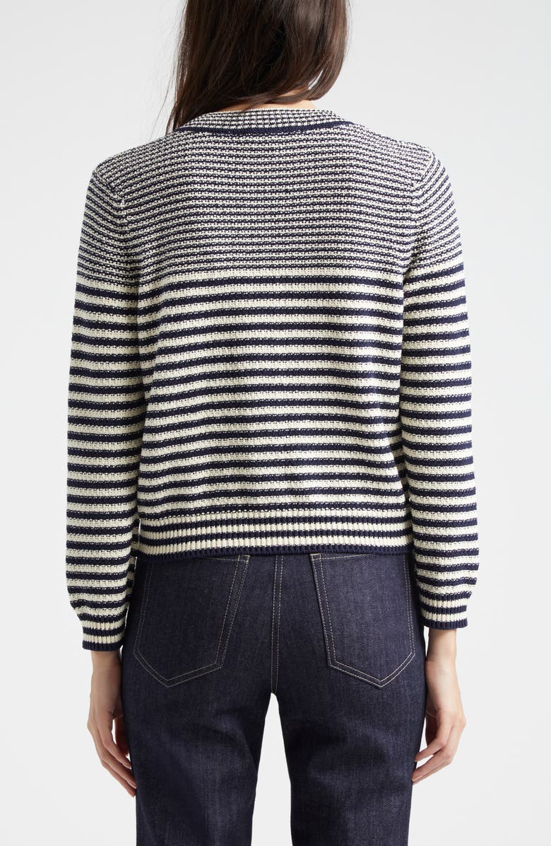 FRAME Stripe Cardigan Sweater, Alternate, color, Navy Multi
