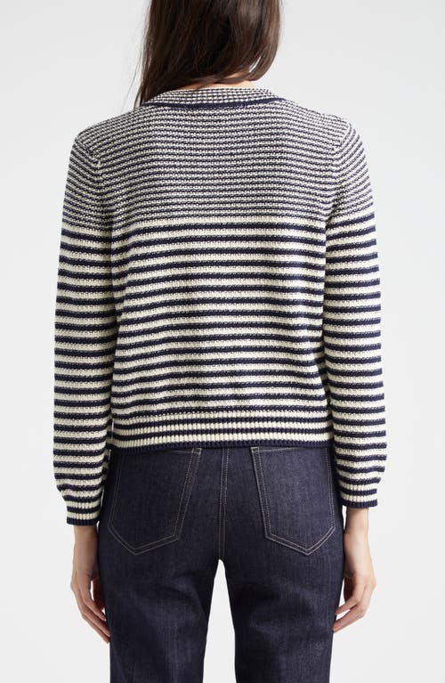 Frame Femme Mariner Striped Cotton-blend Sweater In Navy Multi