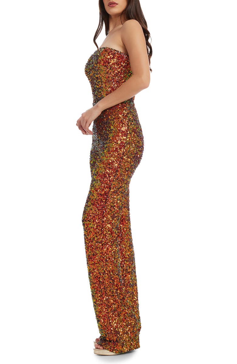 Dress the Population Andy Sequin Strapless Jumpsuit, Alternate, color, 