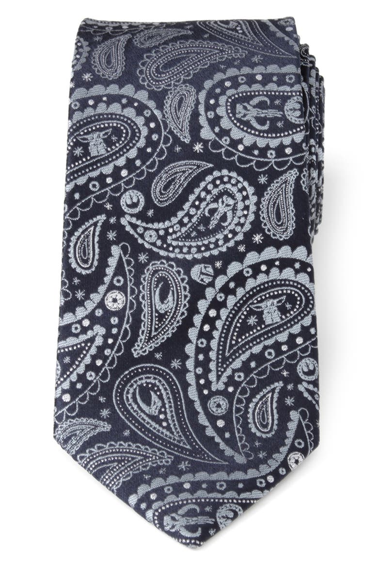 Star Wars™ Mandalorian Blue Paisley Silk Tie, Main, color, BLUE