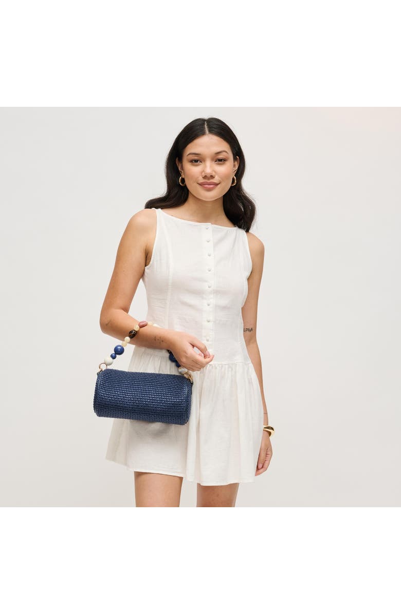 URBAN EXPRESSIONS HANDBAGS Rachel - Straw Clutch, Alternate, color, Navy