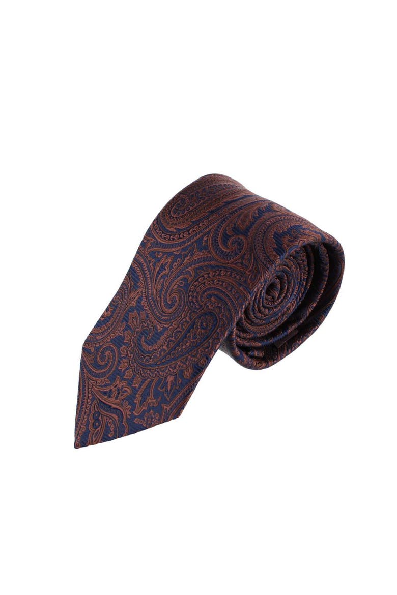 Sobee Paisley Silk Necktie & Gatsby Pocket Square Bundle, Alternate, color, Brown & Navy