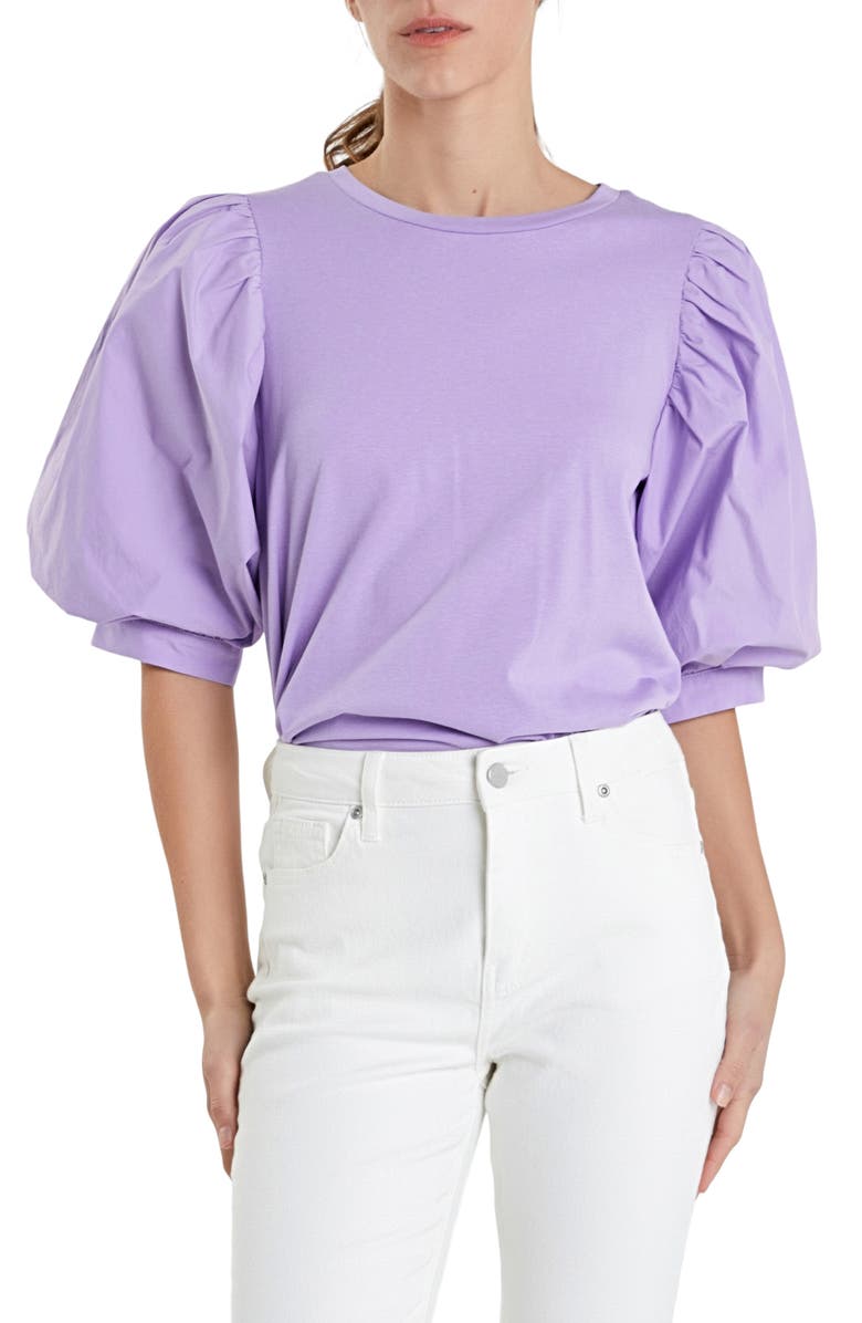 English Factory Mix Media Cotton Top, Main, color, Lavender
