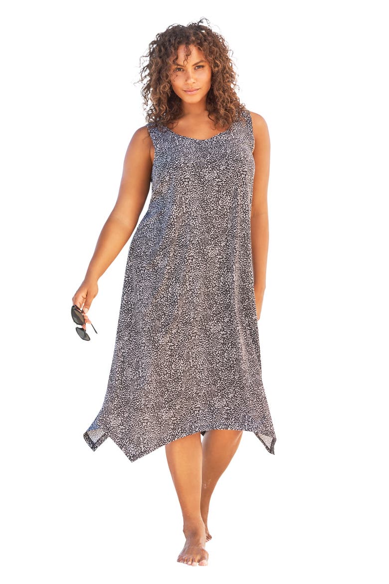 Sharktail Beach Cover Up, Main, color, BLACK MINI LEOPARD