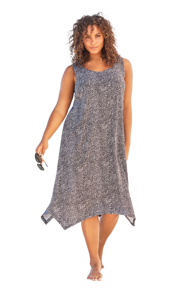 Swim 365 Sharktail Beach Cover Up, Main, color, Black Mini Leopard