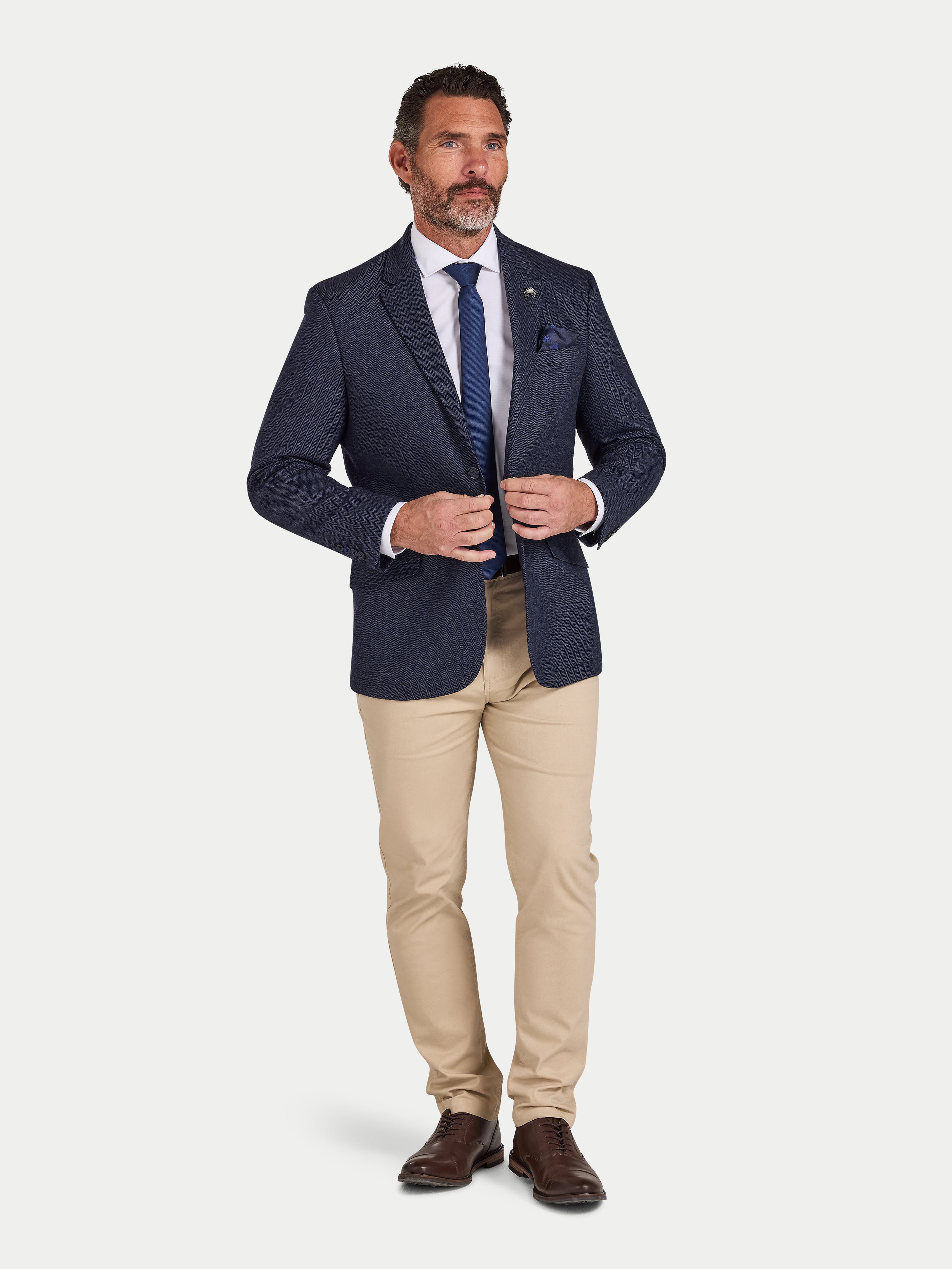 Herringbone Long Sleeve Wool Blazer - image 2