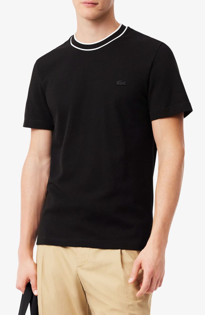 Lacoste Regular Fit Tipped Piqué Crewneck T-Shirt, Main, color, Black