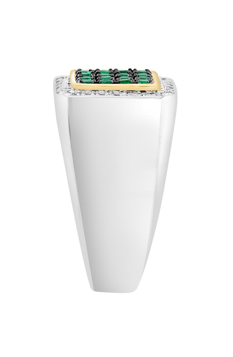 EFFY Men's Sterling Silver Emerald & White Topaz Ring, Alternate, color,