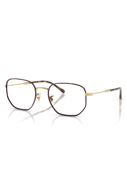 Ray Ban Ray-ban 53mm Irregular Optical Glasses In Gold Havana
