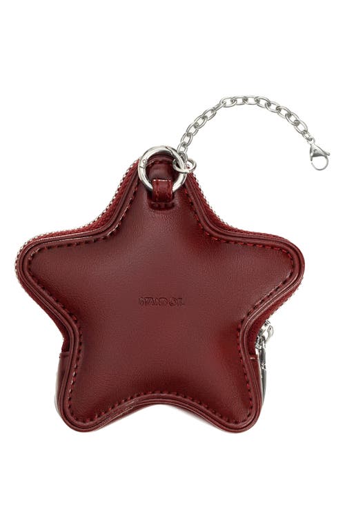 Stand Oil Star Faux Leather Airpods Case In Burgundy