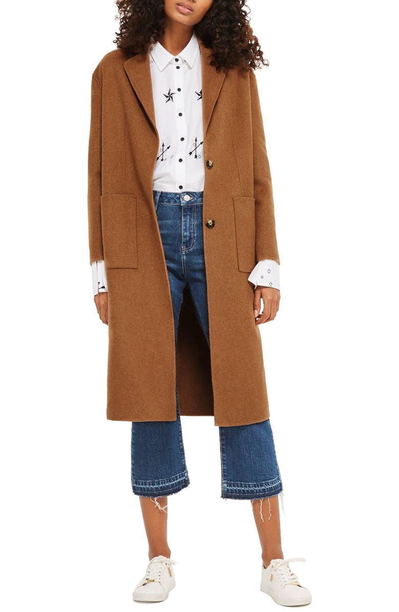 Topshop Long Coat, Alternate, color, 