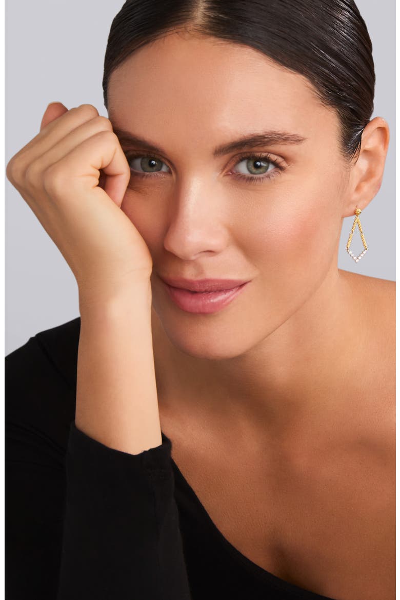 Signature Caviar Diamond V Drop Earrings, Alternate, color, GOLD DIAMOND