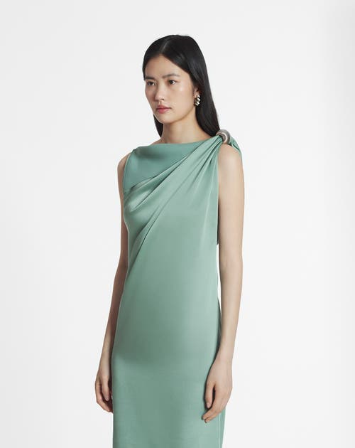 Lanvin Draped Mini Dress With Elegant Detailing In Vert De Gris