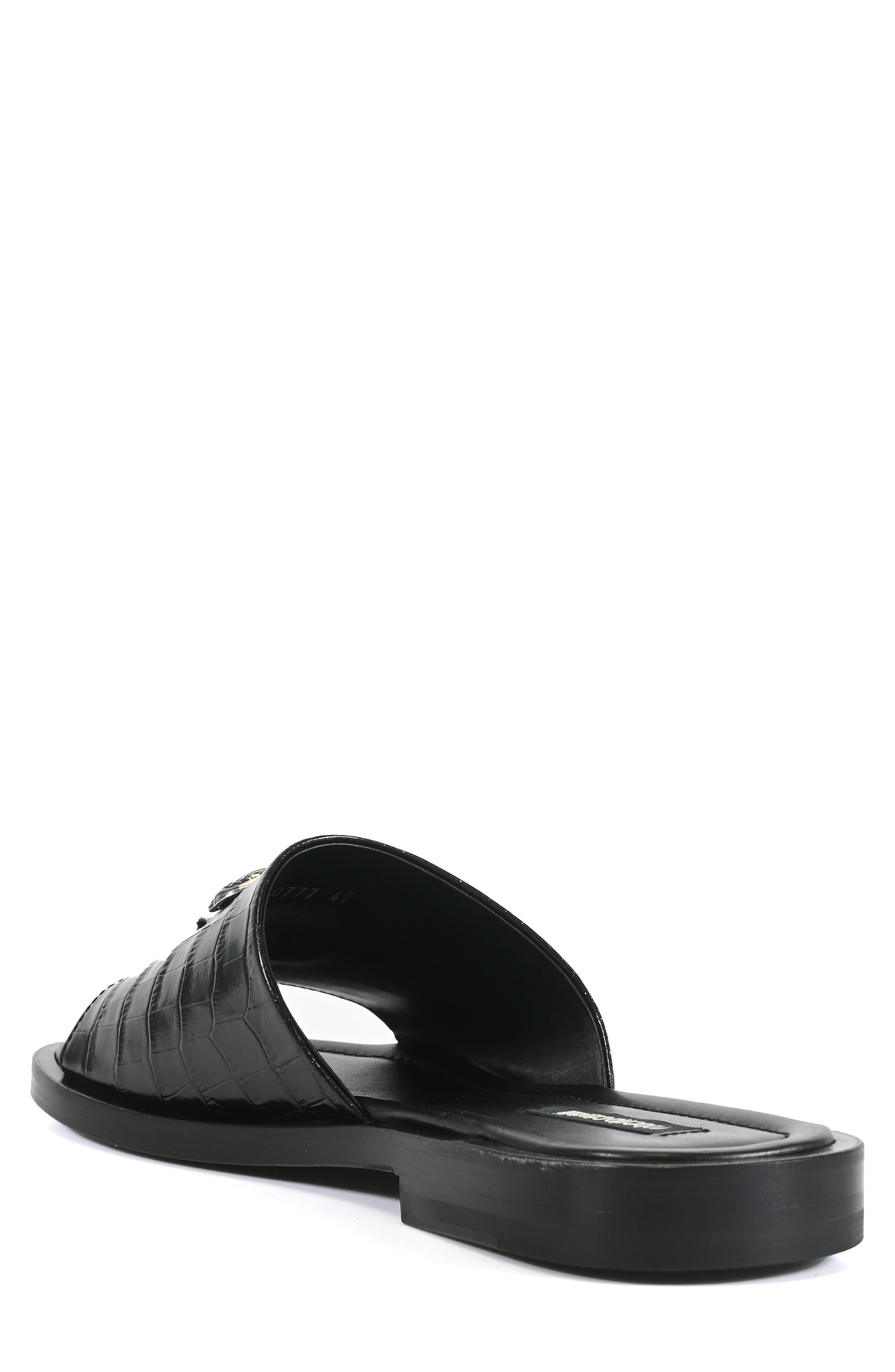 Roberto Cavalli Croc Embossed Slide Sandal, Alternate, color, Black