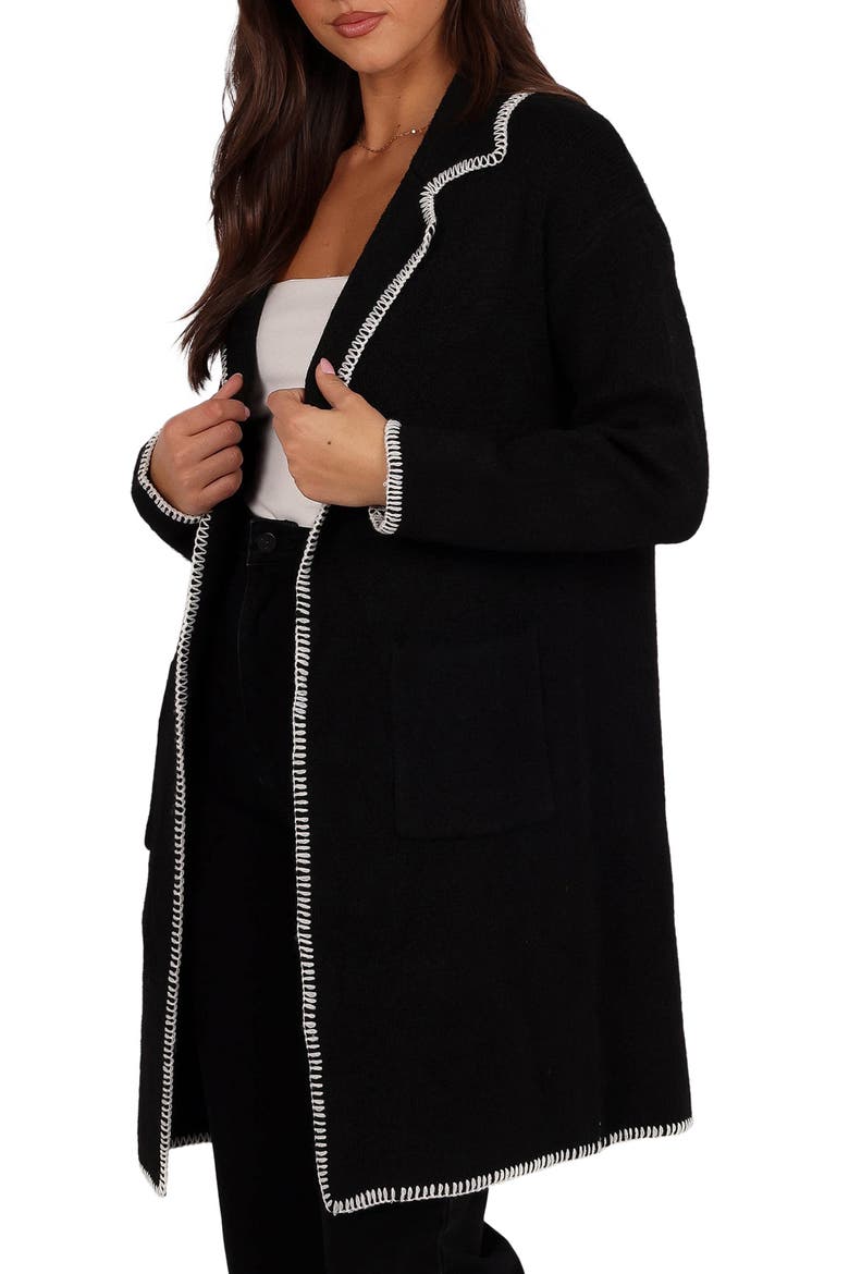 Oaklynn Whipstitched Sweater Coat, Alternate, color, BLACK