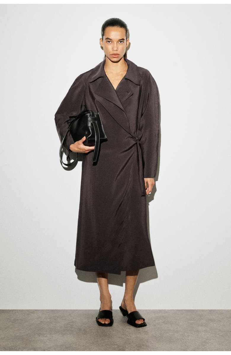 COS Utility Trench-Style Midi Dress, Main, color, Dark Brown