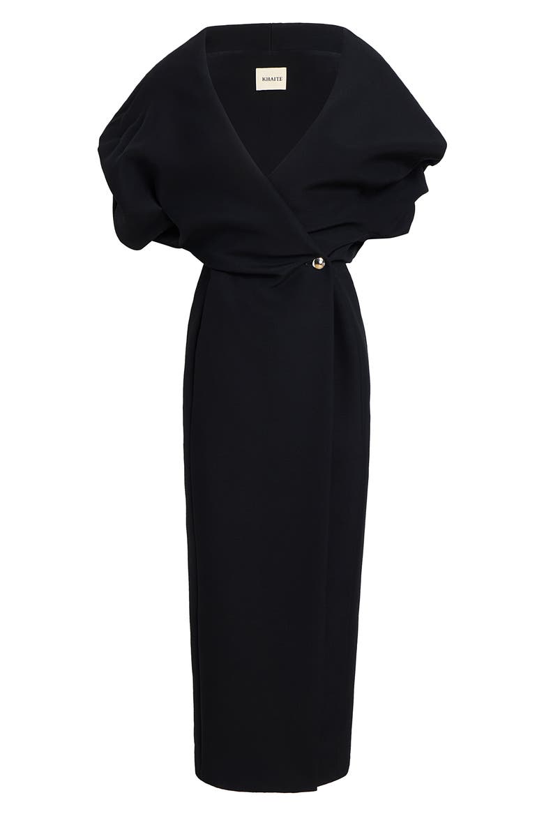 Truman Portrait Collar Wrap Dress, Alternate, color, BLACK