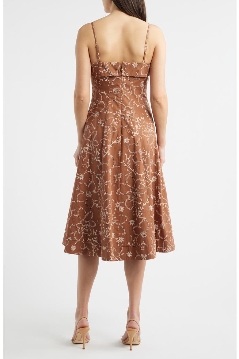 Embroidery Print Cotton Dress, Alternate, color, MOCHA