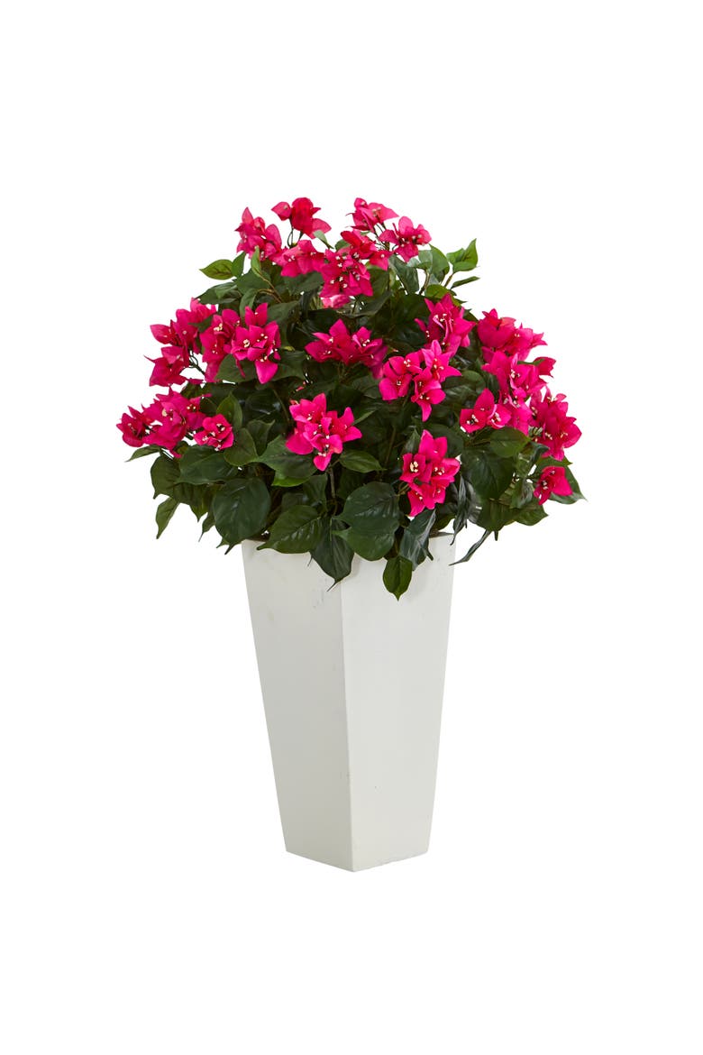 Bougainvillea Artificial Plant in White Tower Planter, Main, color, Pink
