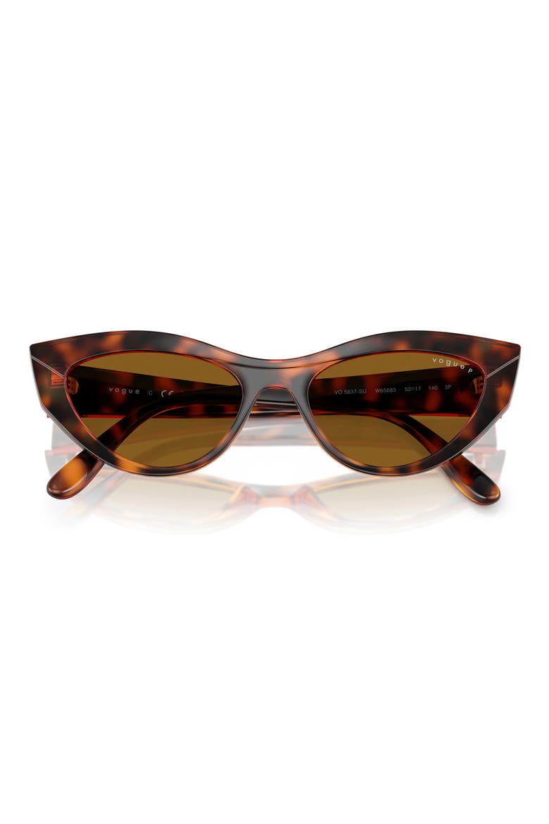 52mm Polarized Cat Eye Sunglasses, Alternate, color, DARK HAVANA