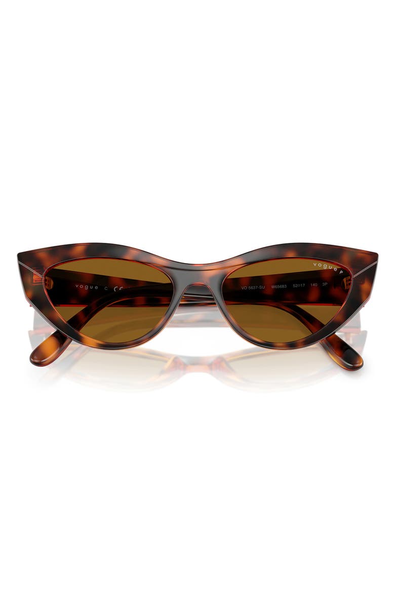 VOGUE 52mm Polarized Cat Eye Sunglasses, Alternate, color, Dark Havana