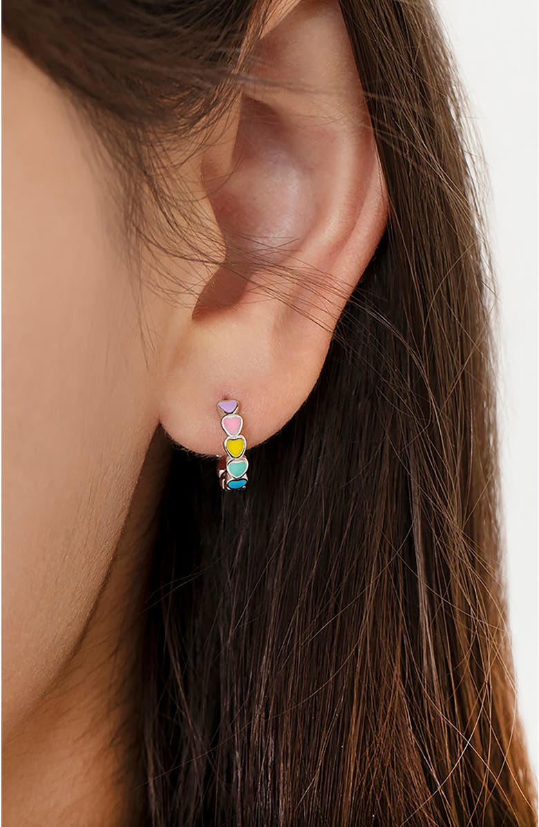 In Season Jewelry Heart Cascade Huggie Hoops, Alternate, color, Multi-Color