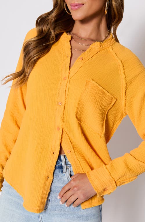 Vici Collection Chill Cotton Gauze Button-up Shirt In Yellow