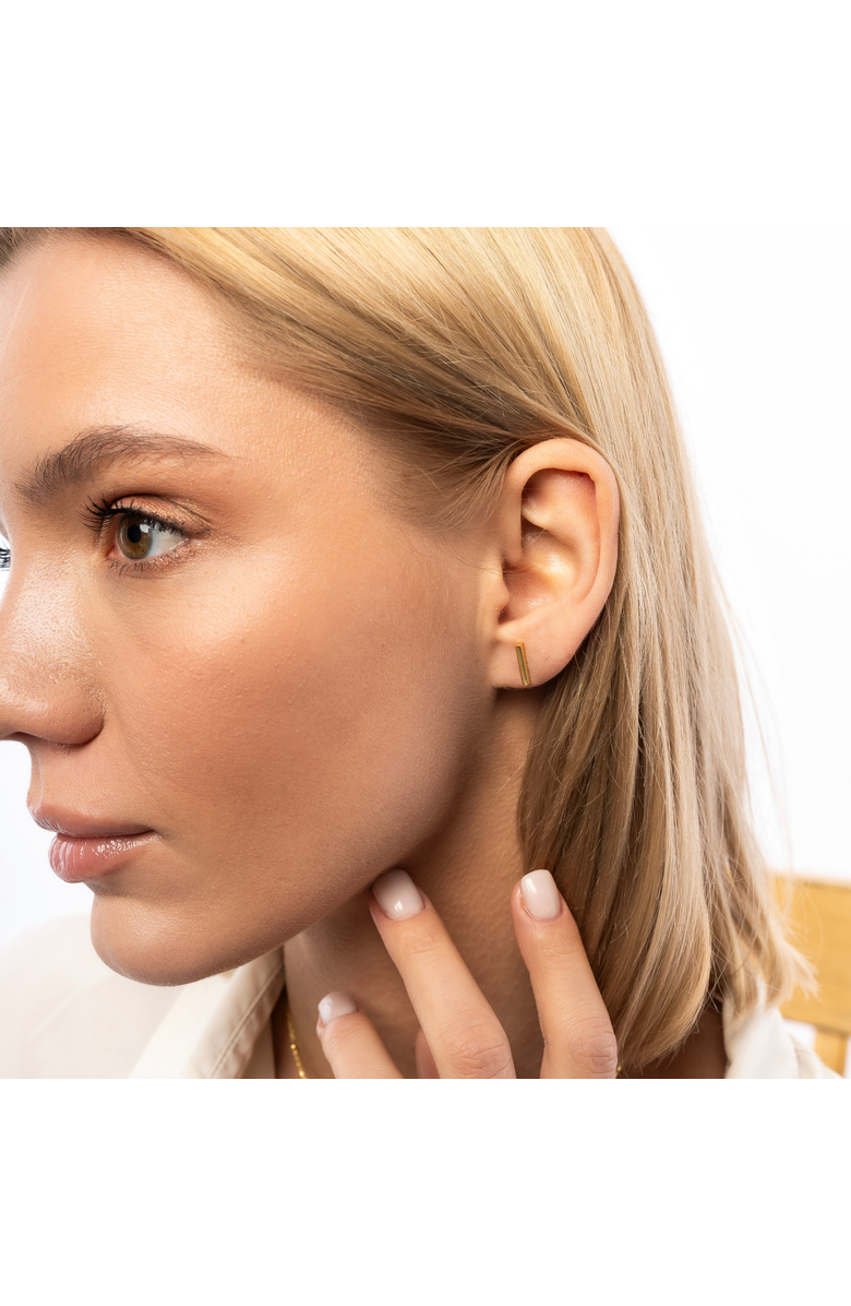 Spero London Bar Stud Plain Earrings Sterling Silver, Alternate, color, Silver