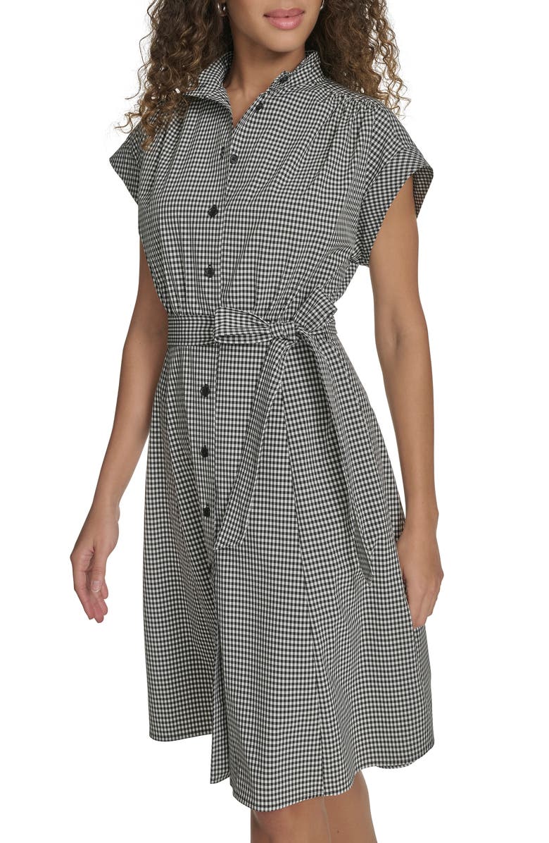 Calvin Klein Comm Check Shirtdress, Alternate, color, Black/ White