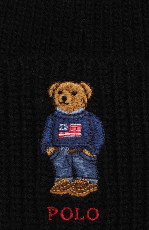 Polo Ralph Lauren Solid Denim Bear Beanie In Black