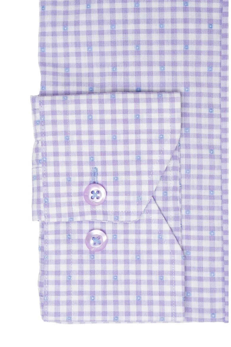 Trim Fit Dotted Gingham Cotton Dress Shirt, Alternate, color, PURPLE