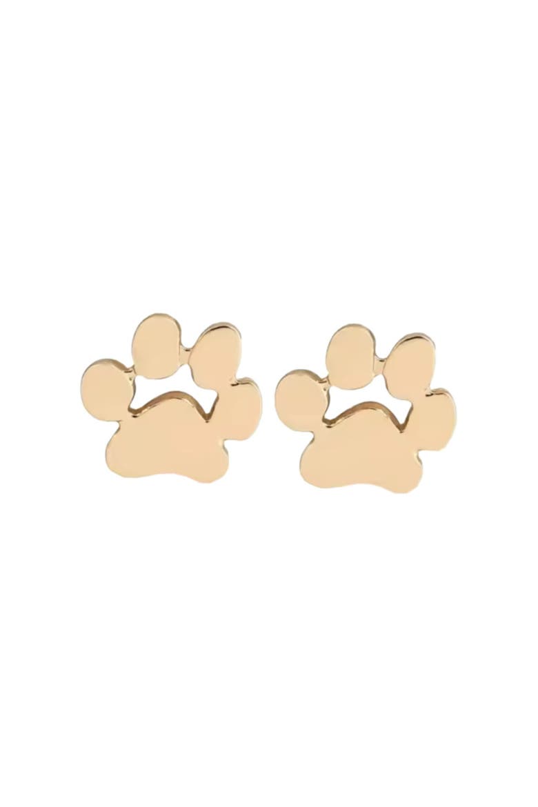 GoldenPaw Paw Print Stud Earrings for Pet Lovers, Alternate, color, Gold