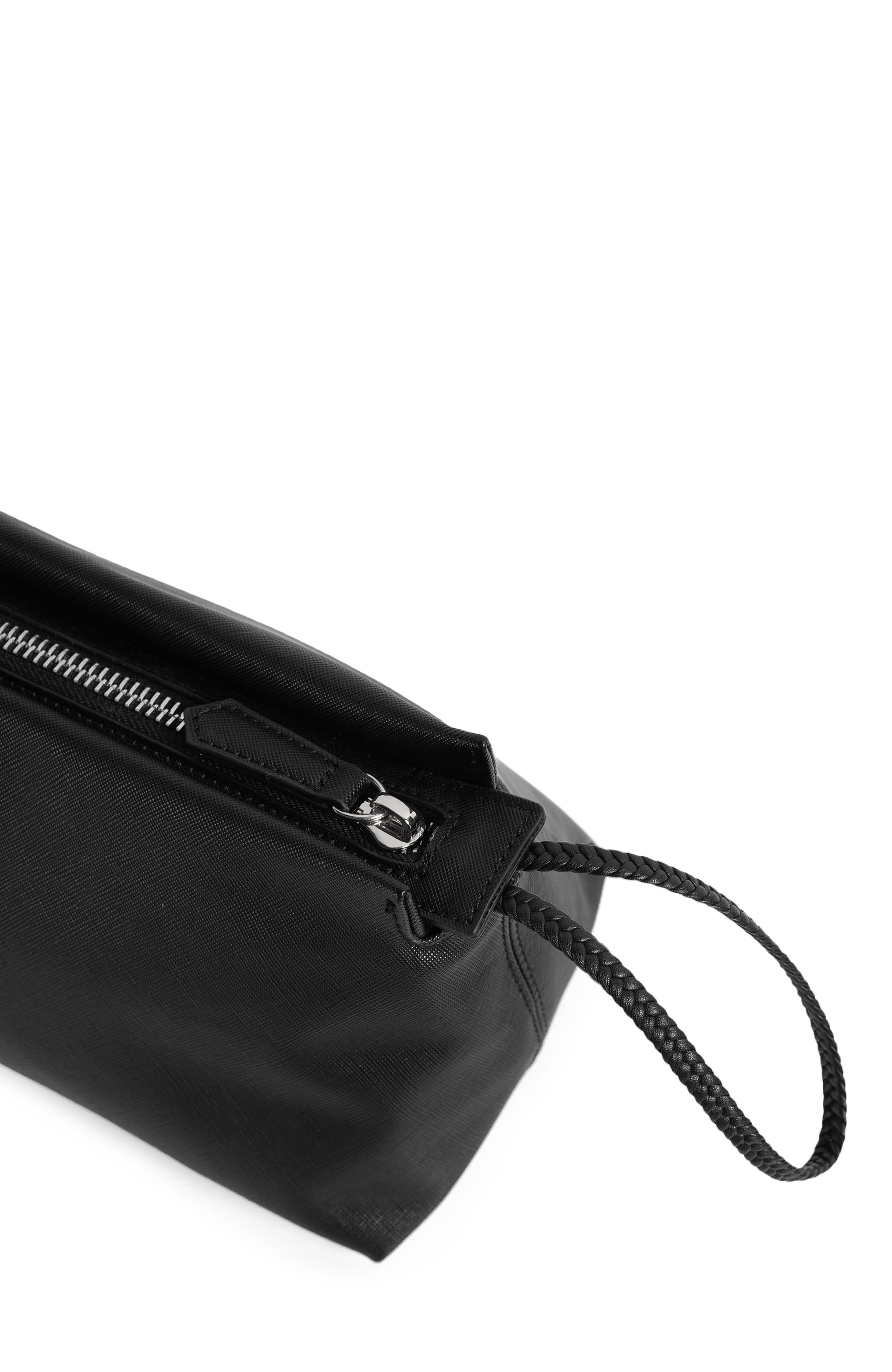 Manière De Voir Jessy Textured Leather Washbag, Alternate, color, Black