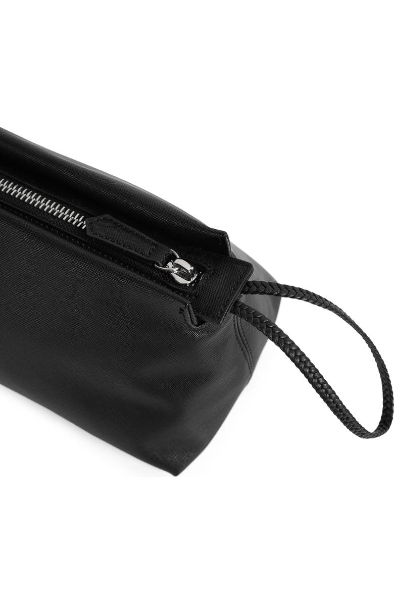 Manière De Voir Jessy Textured Leather Washbag, Alternate, color, Black