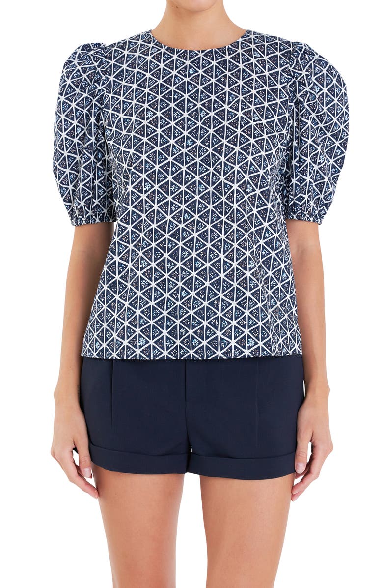 English Factory Puff Sleeve Top, Alternate, color, 