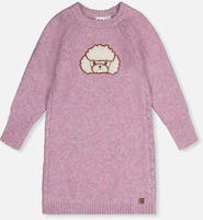 Deux par Deux Openwork Knit Poodle Appliqué Dress