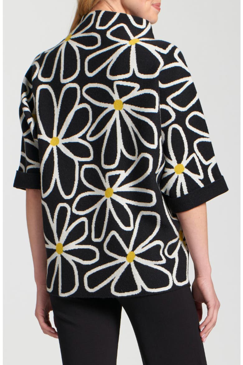 Whimsical Floral Sweater, Alternate, color, BLACK/ WHITE