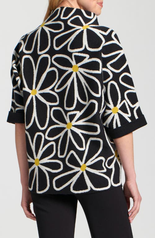 Apny Whimsical Floral Sweater In Black