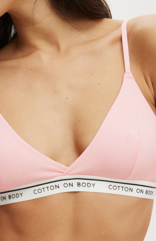 Cotton On Body Branded Cotton Cross Over Bralette In Pink