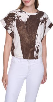 DKNY Dolman Sleeve Pleated Crop Top