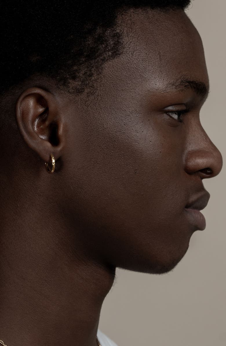 Dower & Hall Men's Medium Hammered Nomad Huggie Hoops, Alternate, color, Yellow Gold Vermeil